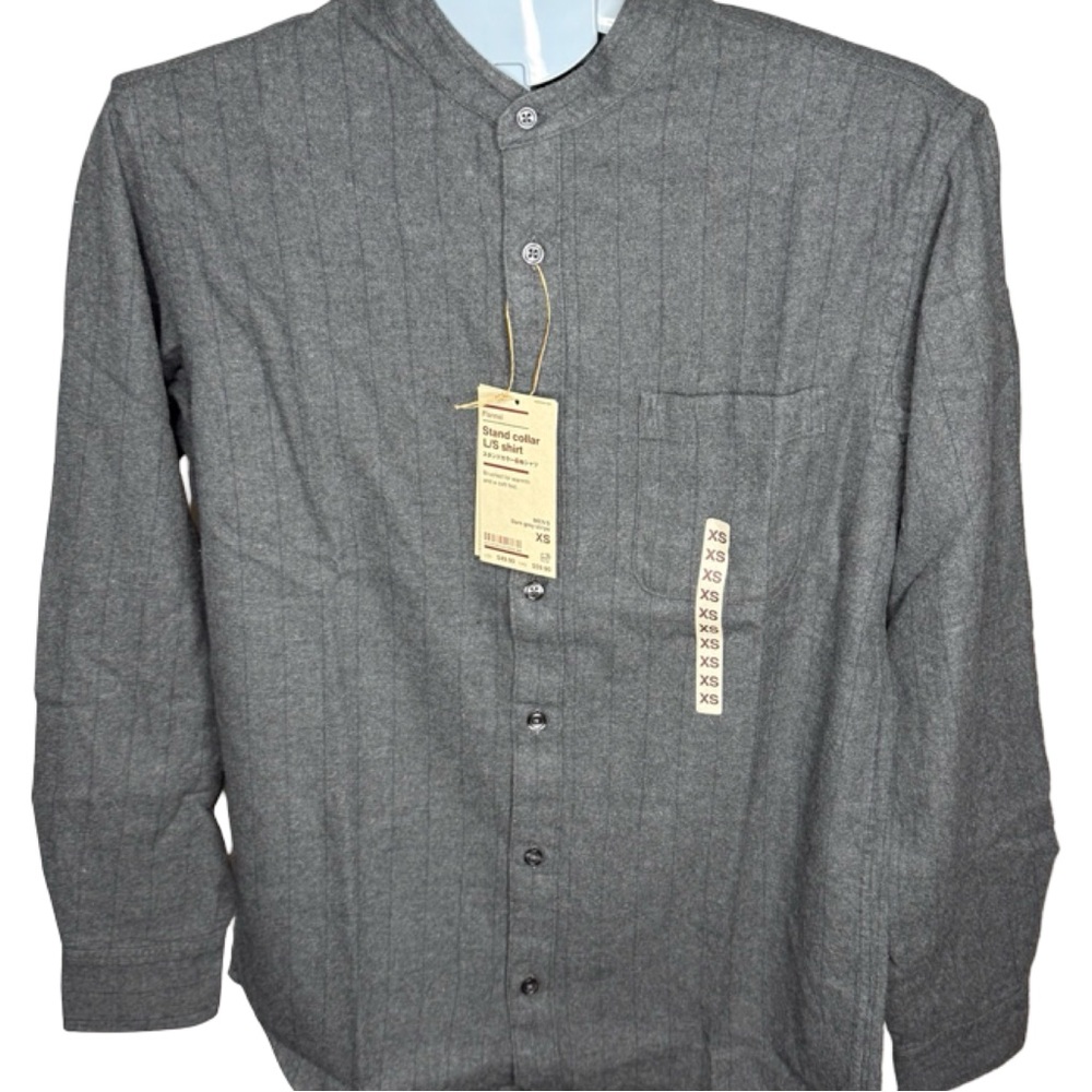 NEW - Muji Gray Casual Flannel‎ Button Down Shirt - from NYC - XS